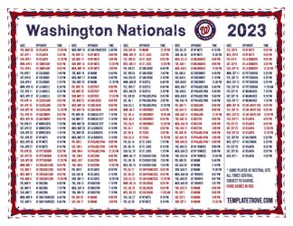 Printable 2023 Washington Nationals Schedule