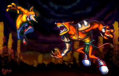 Crash Bandicoot vs. Tiny the Tiger by SimplEagle on DeviantArt