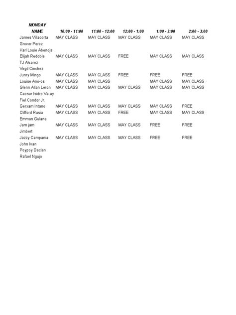 Baseball Class Schedule | PDF