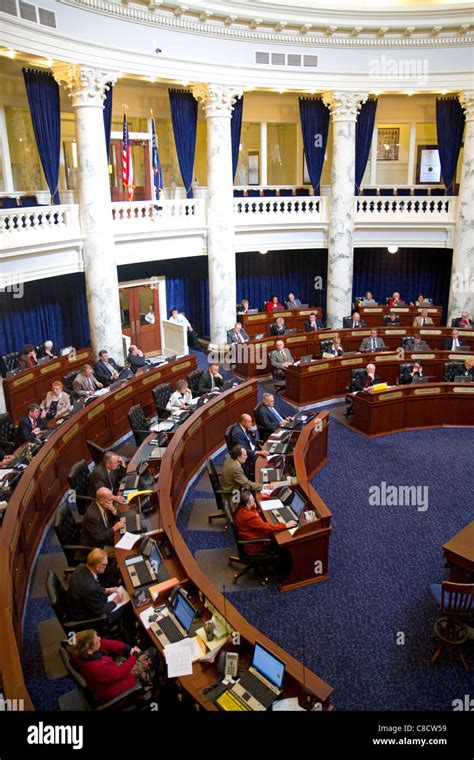 Idaho House of Representatives in session at the Idaho State Capitol building located in Boise ...