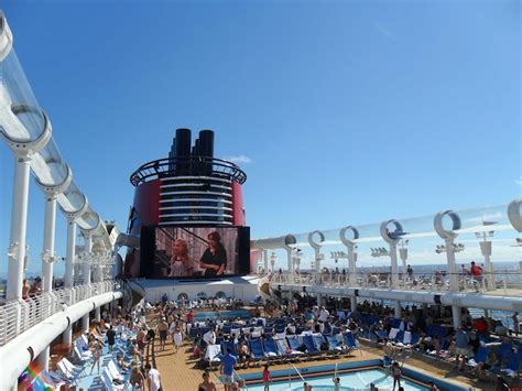 The Aquaduck waterslide wraps around the Lido deck of Disney Fantasy.