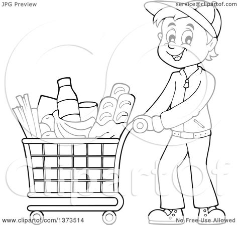 Shopping Cart Clip Art Free Sketch Coloring Page