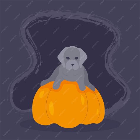 Premium Vector | Dog on halloween pumpkin