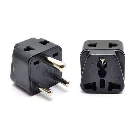 Orei 2 in 1 USA to India Adapter Plug (Type D) - 2-Pack, Black - Will ...