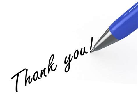 0914 Thank You Note With Blue Pen On White Background Stock Photo | PowerPoint Slide Template ...