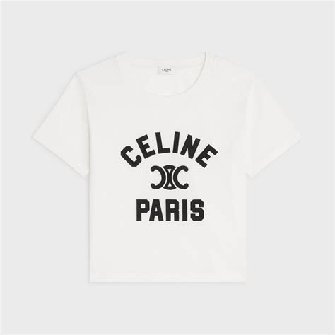 Celine Paris t-shirt in cotton jersey - OFF WHITE / BLACK | CELINE