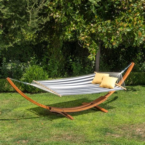 Aniston Outdoor Modern Wood Hammock, Navy and White Stripes - Walmart ...