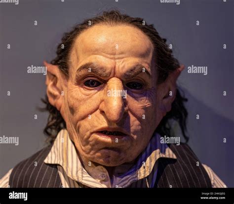 Leavesden, UK - January 9th 2022: Griphook prosthetics and costume worn by actor Warwick Davis ...