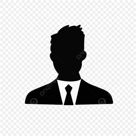 Long Curly Hair Silhouette PNG Images, Male Avatar White Collar Black And White Business People ...