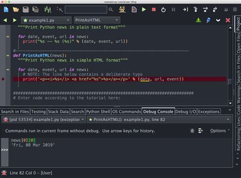 Tutorial: Interactive Debugging - Wing Python IDE