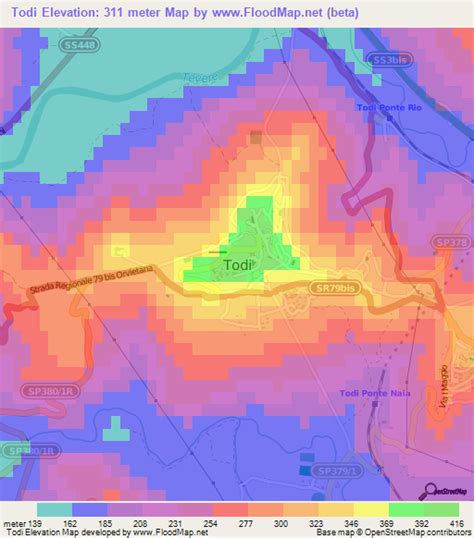 Elevation of Todi,Italy Elevation Map, Topography, Contour