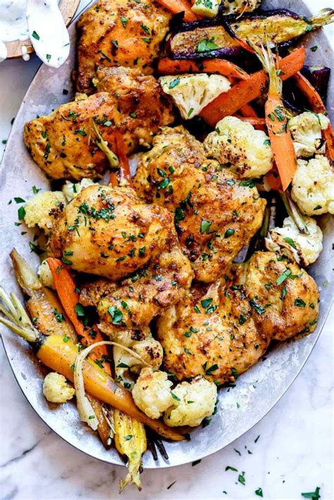 Sheet Pan Tandoori Chicken and Vegetables - foodiecrush .com