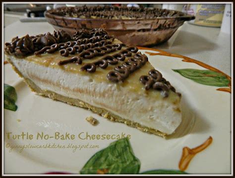 Ginny's Low Carb Kitchen: TURTLE NO-BAKE CHEESECAKE