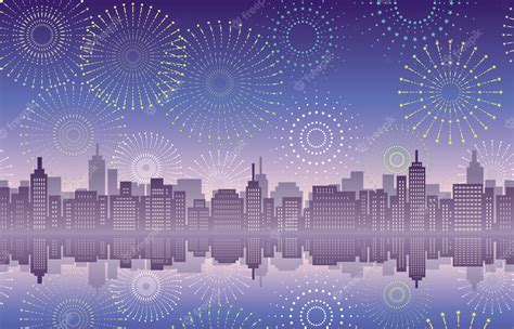 Premium Vector | Seamless cityscape with fireworks