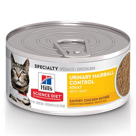 Hill's Science Diet Adult Urinary & Hairball Control Canned Cat Food, Savory Chicken Entrée, 5.5 ...