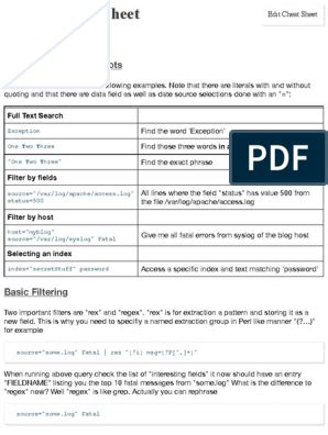 Splunk Query Language Cheat Sheet ~ Cheat Sheet