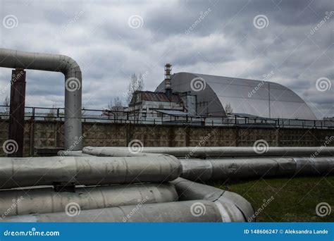 : View of the Destroyed Reactor 4 and the Memorial for the Chernobyl ...