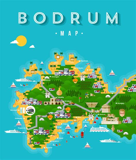 Bodrum Map Illustration - WNW