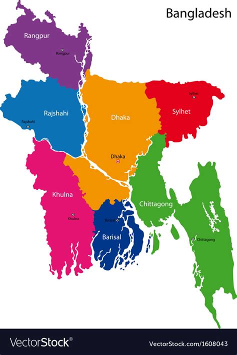 Bangladesh map Royalty Free Vector Image - VectorStock