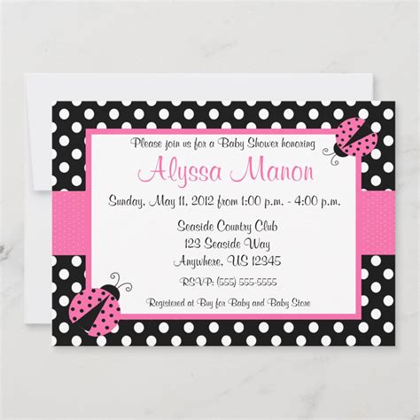 Pink Ladybug Baby Shower or Birthday Invitation | Zazzle