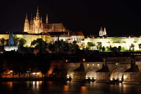 Prague old town center in night view | Stock image | Colourbox