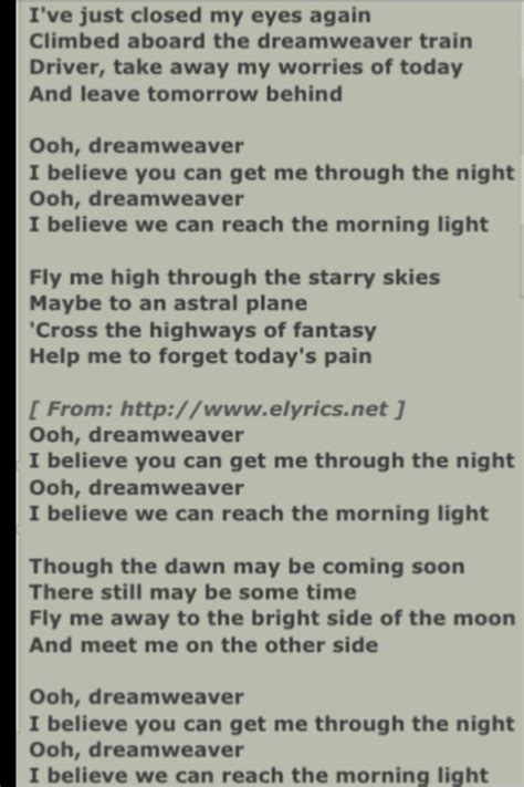 Lyrics To Dream Weaver - DREAMXA