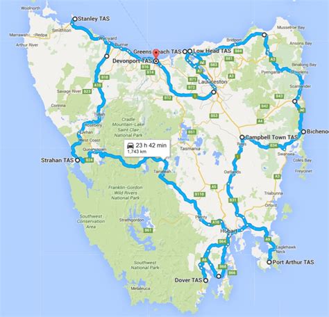 Tasmania tour map - VICMOG