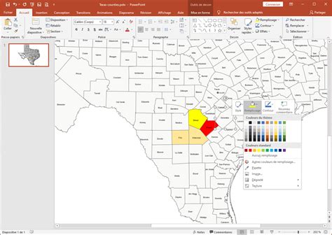 Texas counties editable map for Office