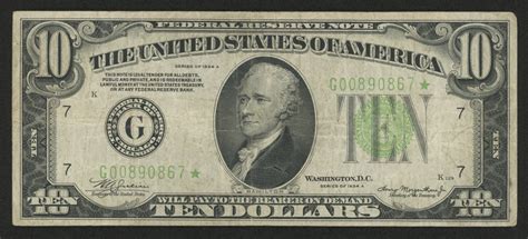 Series of 1934 A U.S. $10 Ten Dollar Green Seal Certificate Currency Star Note | Pristine Auction