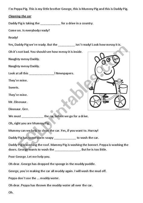 Peppa Pig - Cleaning the Car - ESL worksheet by Jitushka84