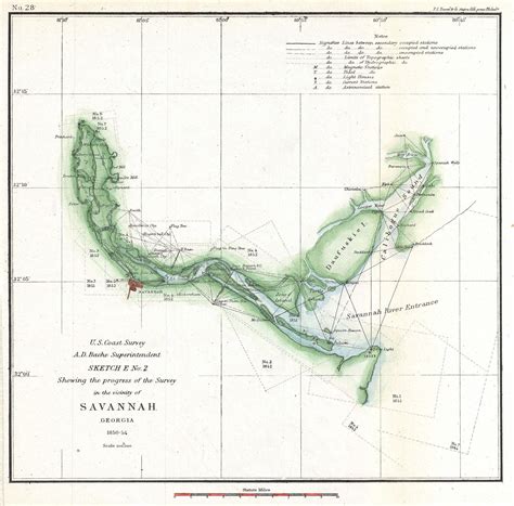 File:1854 U.S. Coast Survey Chart or Map of the Savannah River ans ...