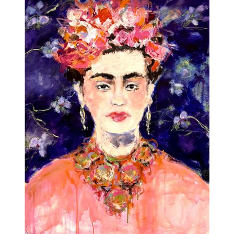 "Frida Kahlo" Contemporary Original Expressionist Portrait Painting by Sandy Welch | Chairish