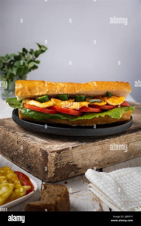 halloumi cheese sandwich Stock Photo - Alamy