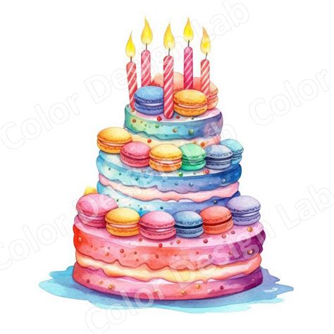 Colorful Birthday Cake Clipart Set 8 High Resolution PNG - Etsy