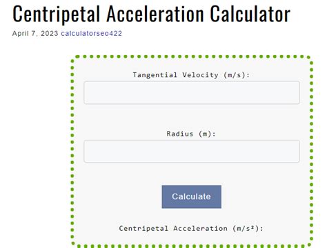 Centripetal Acceleration Calculator - Your Calculator Home