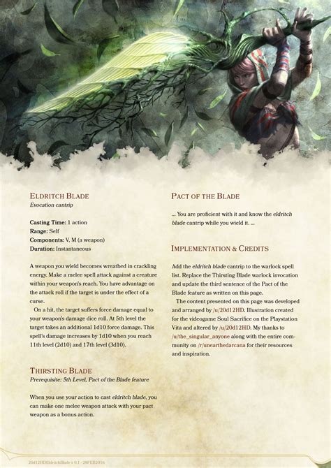 Warlock cantrip and Pact of the Blade Invocations by 20d12HD | Dnd 5e homebrew, D&d dungeons and ...