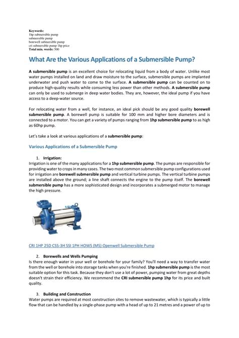 PPT - What Are the Various Applications of a Submersible Pump-converted PowerPoint Presentation ...