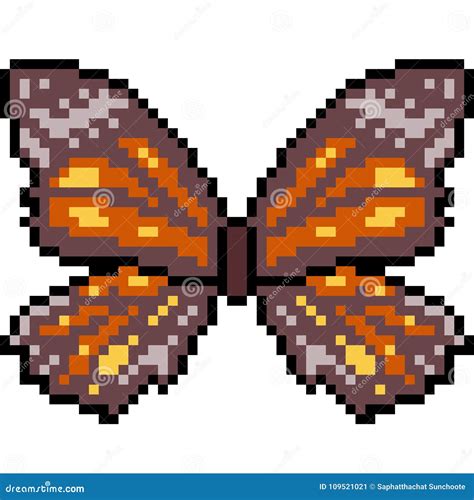 Vector pixel art butterfly stock vector. Illustration of isolated - 109521021