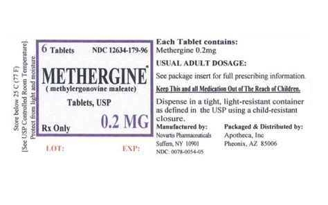 Methergine® (methylergonovine maleate) Tablets, USP Rx only