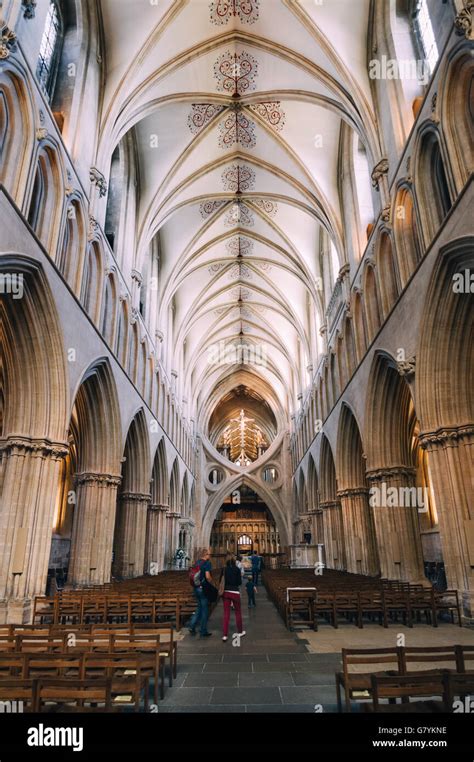 Wells, UK - August 15, 2015: Interior of Wells Cathedral. It is an ...