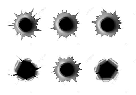 Bullet Hole Vector Art PNG, Realistic Bullet Holes Hole Vector, Graphic ...