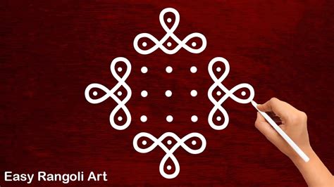 Easy Daily Muggulu with 7*1 dots | Small Rangoli Designs | Simple 7 dots Kolam | Easy Rangoli ...