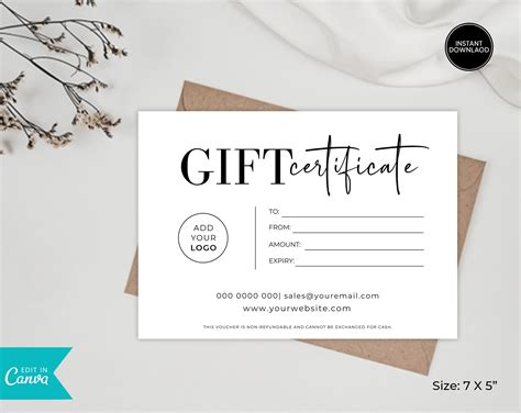 Gift Certificate Template Printable Gift Voucher Template - Etsy Australia