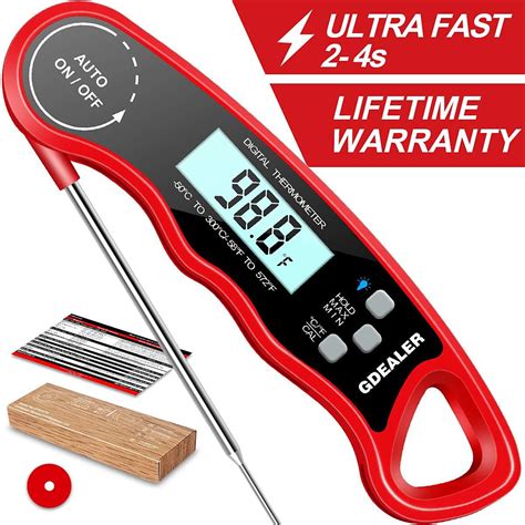 GDEALER DT09 Waterproof Digital Instant Read Meat Thermometer with 4.6 ...