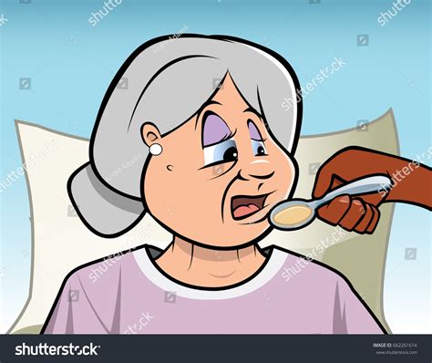 Cartoon Vector Illustration Patient Being Fed Stock Vector (Royalty Free) 662261614 | Shutterstock