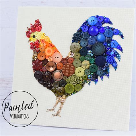 Buy Hand Crafted Custom Rooster Button Art Wall Hanging, 10x10 Inches ...