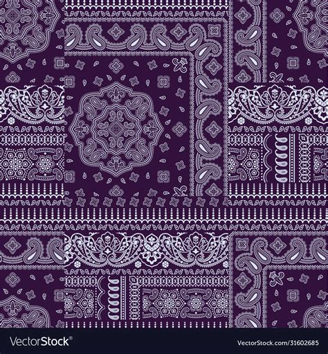 Paisley bandana fabric patchwork wallpaper Vector Image