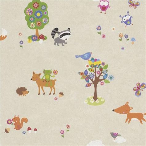 NEW LUXURY RASCH BAMBINO WOODLAND ANIMALS CHILDRENS KIDS NURSERY WALLPAPER ROLL | Nursery ...