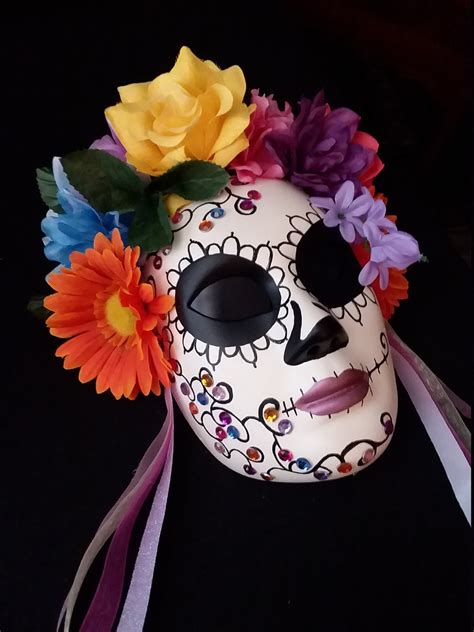 Day of the Dead Mask Hand Painted Dia de los Muertos | Etsy