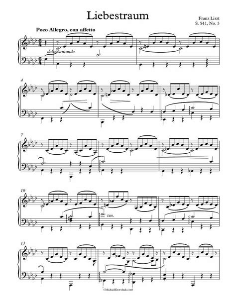 Free Piano Sheet Music – Liebestraum No. 3 – Liszt – Michael Kravchuk